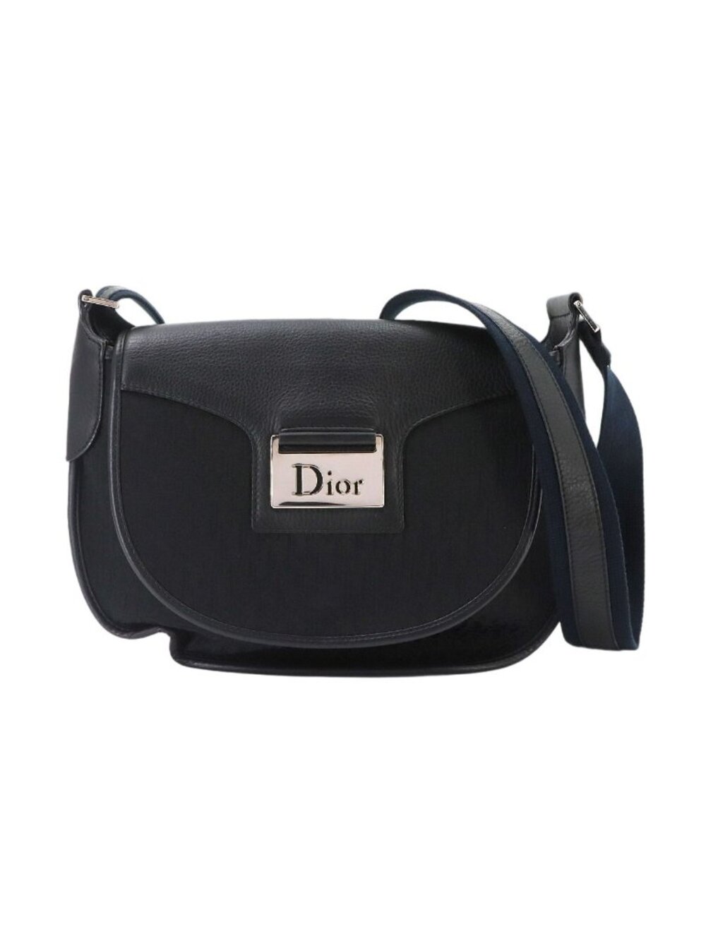Dior Trotter Street Chic Shoulder Bag Canvas Leather Black